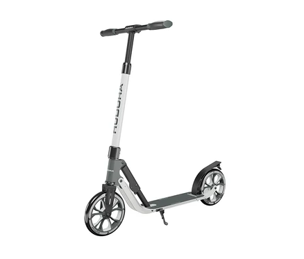 Ein grau-weißer HUDORA Scooter »BigWheel® 205« advanced vor einem weißen Hintergrund.