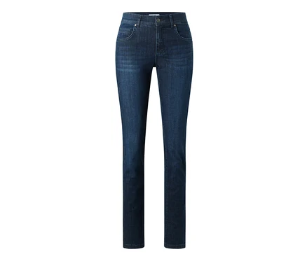 Dunkelblaue Angels Jeans »Cici« Slim Fit mit Knopfverschluss und Taschen.