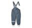 Blaue Kleinkinder-Regenhose mit Latz und reflektierendem Streifen am Bein.