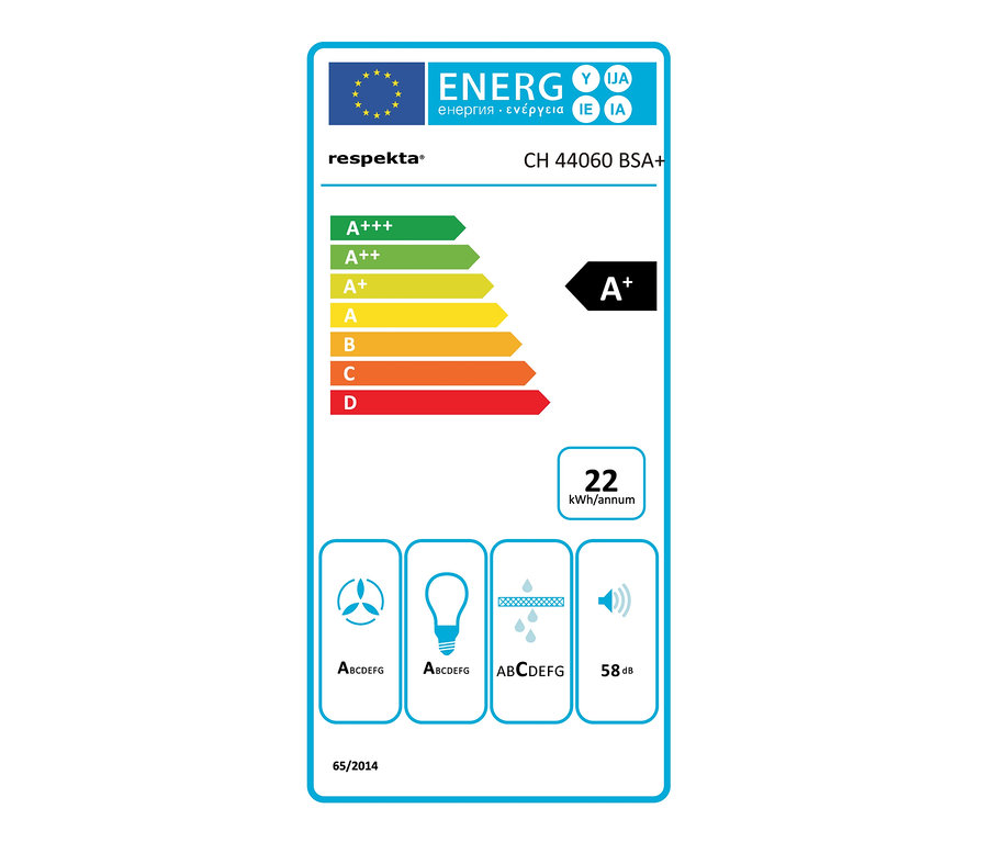 Energielabel der Respekta Blockhaube »CH 44060 BSA+« mit der Klasse A+.