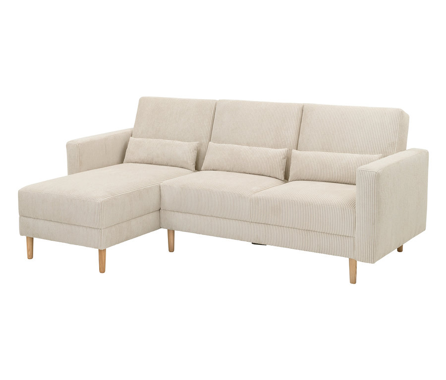 Cremefarbenes Federkern Eck-Schlafsofa "Jenna".