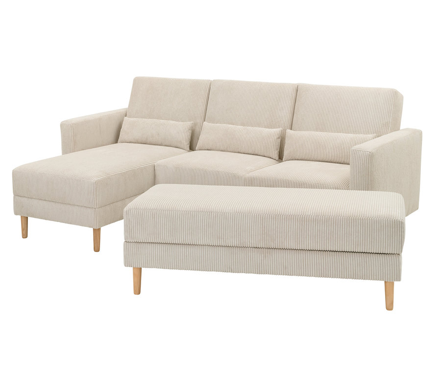 Cremefarbenes Federkern Eck-Schlafsofa »Jenna«.