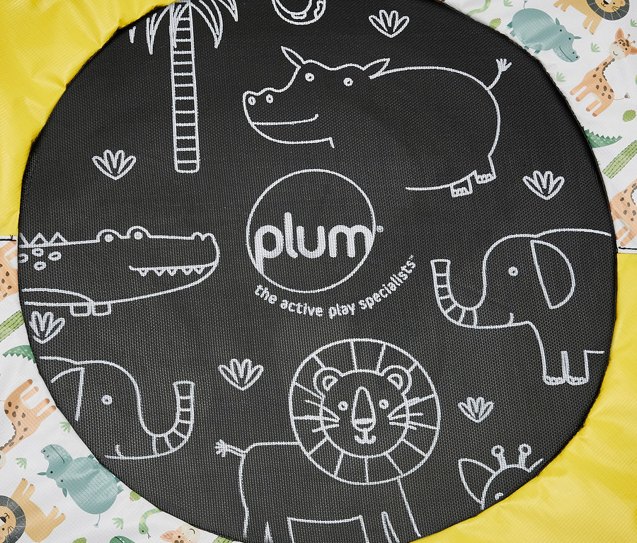 Detailansicht eines Plum Kinder-Trampolins »Junior Bouncer« mit Dschungel-Motiv.