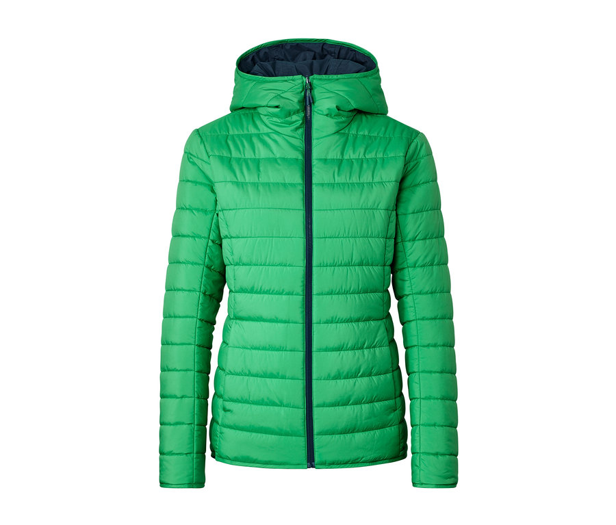 Grüne, wasserdichte Wende-Steppjacke.