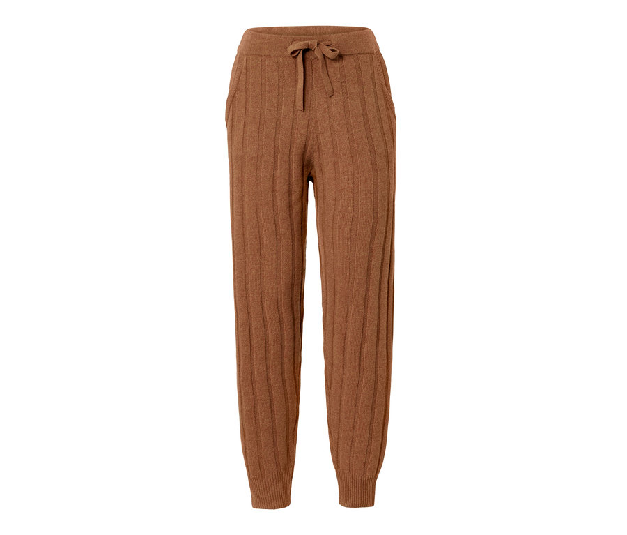 Braune Premium Woll-Cashmere-Loungewearhose mit Kordelzug in der Taille.