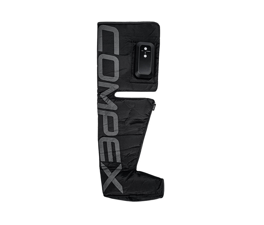 Schwarzer Compex Kompressionsstiefel »Ayre« mit Bedienfeld.