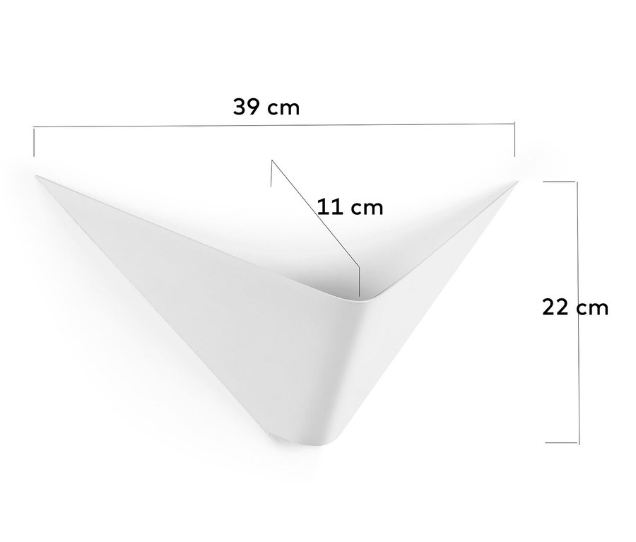 Abmessungen der weißen Wandleuchte sind 39 x 22 x 11 cm.