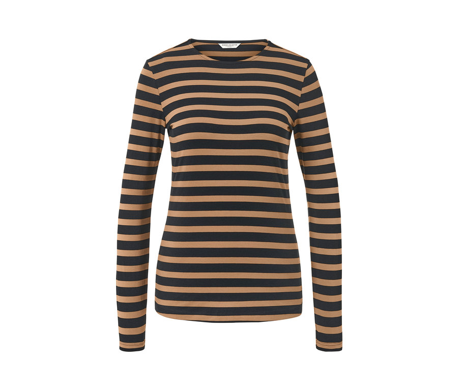 Gestreiftes Langarmshirt in Schwarz und Braun.