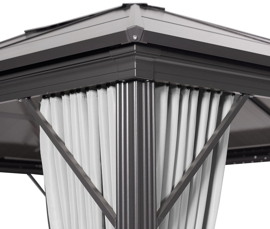 Detailansicht eines Leco Pavillons mit Seitenwänden, 6-mm-HKP