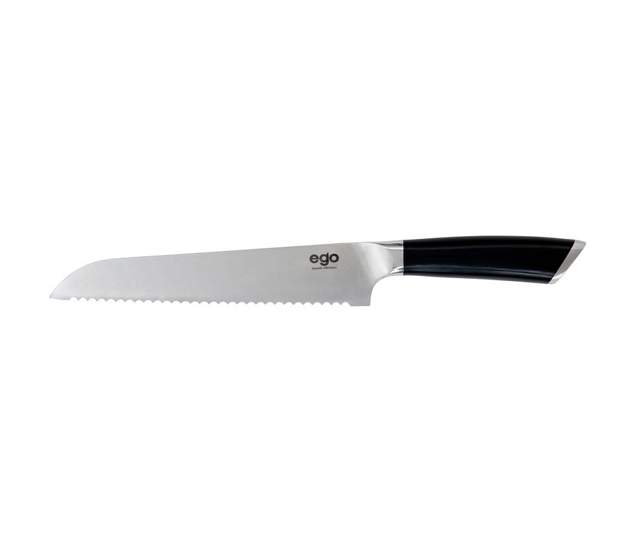 Detailaufnahme des WILFA Brotmessers EGO Sandvik »ES20BK« mit schwarzem Griff.