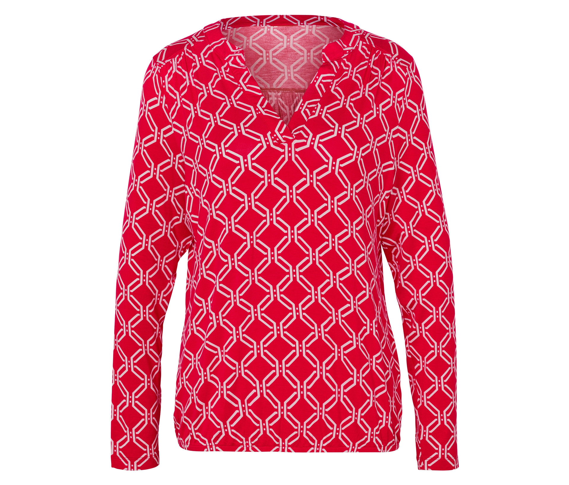 Bedrucktes Blusenshirt - Damen - Gr. L - weiß/print - weiß