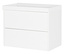 Weißer Waschtischunterschrank mit zwei Schubladen.