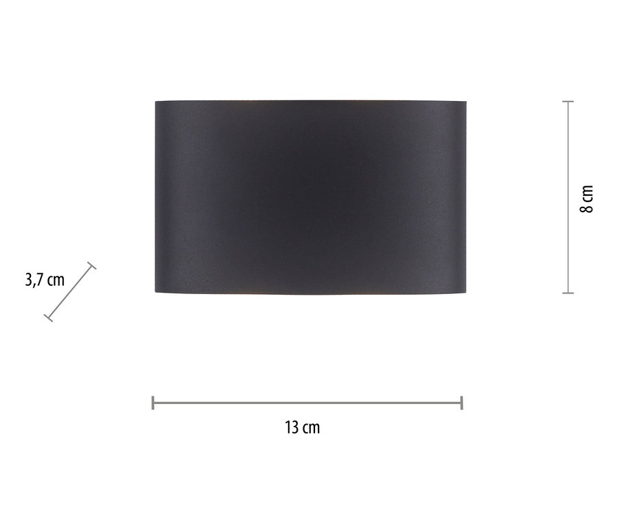 Schwarze Paul Neuhaus LED-Outdoor-Wandleuchte »Carlo« mit Maßangaben.