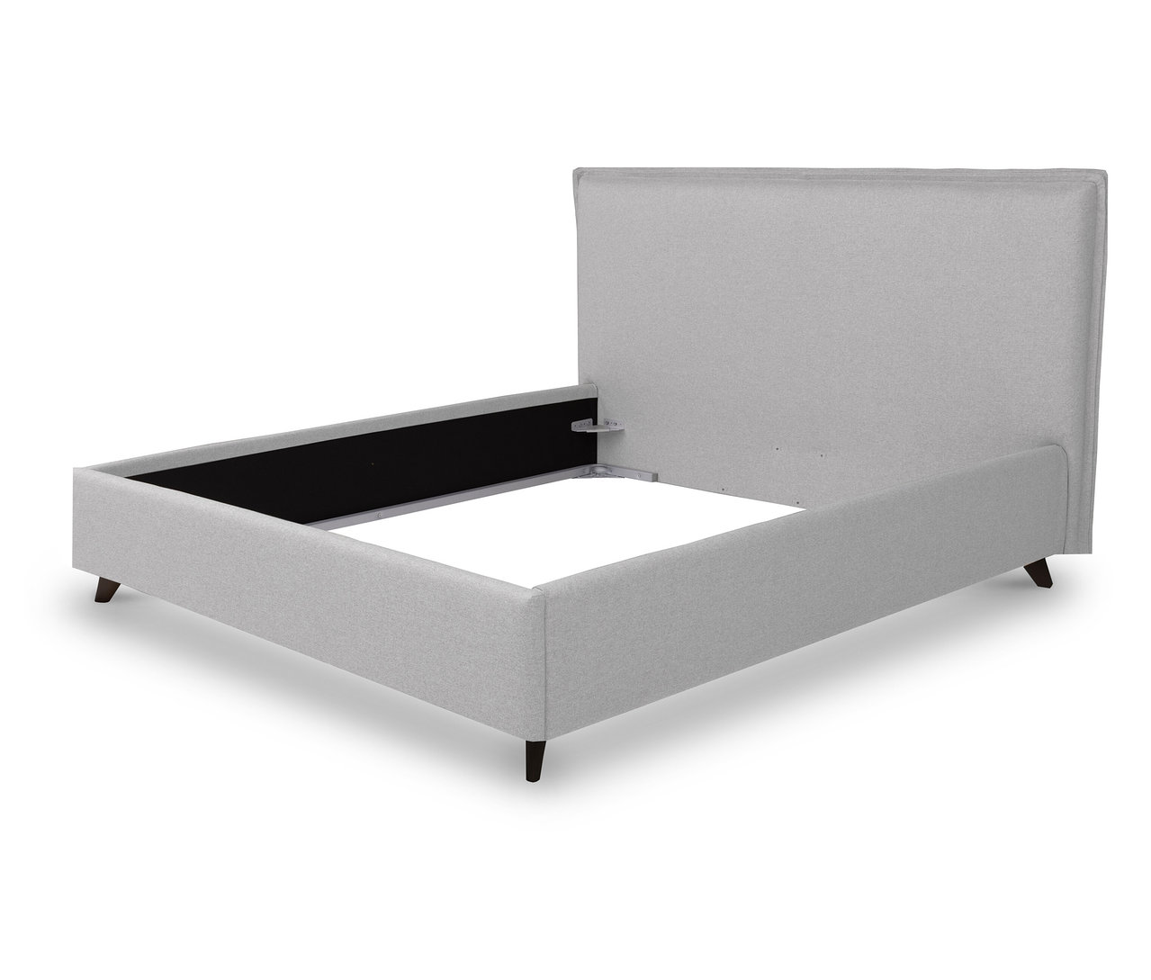 Ein graues TEMPUR FORM™ Bett PLAIN, 180 x 200 cm, steht leer.