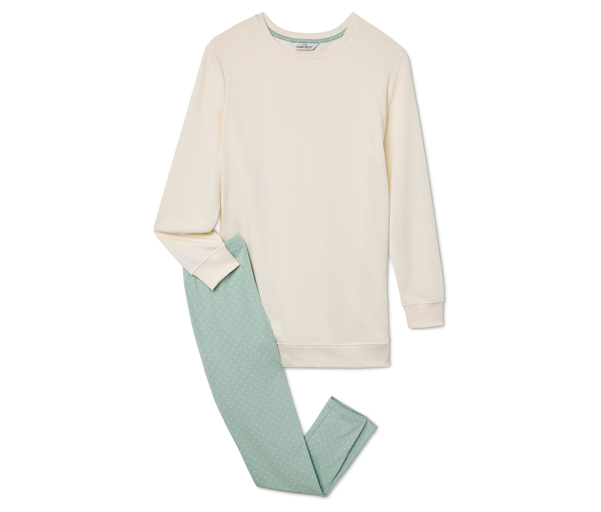 Leggings-Pyjama - Damen - Gr. XS - weiß/gepunktet - weiß