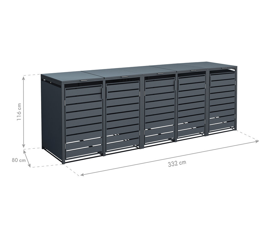 Mülltonnenbox, Stahl, 5er.