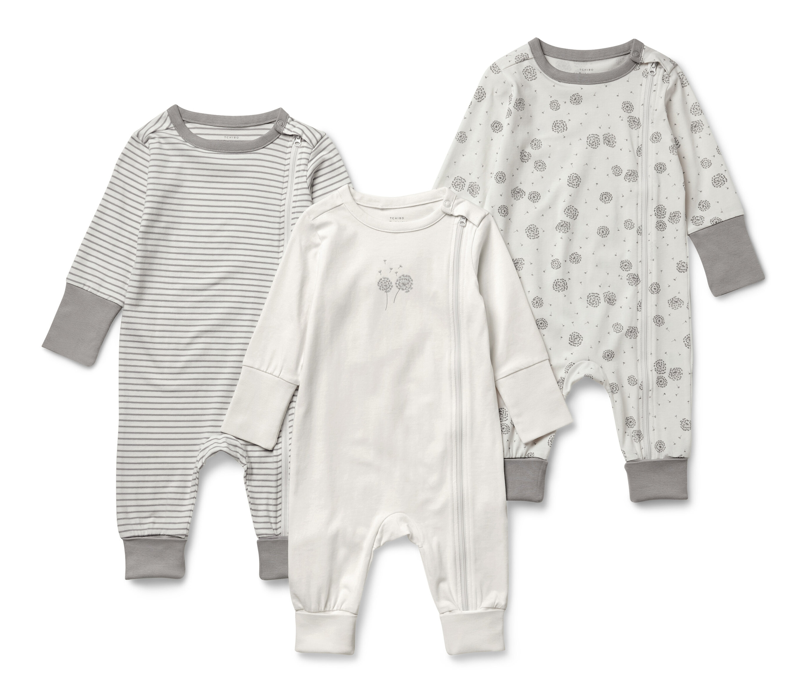 Tchibo - 3 Baby-Pyjamas - Baby - Gr. 86/92 - weiß/print