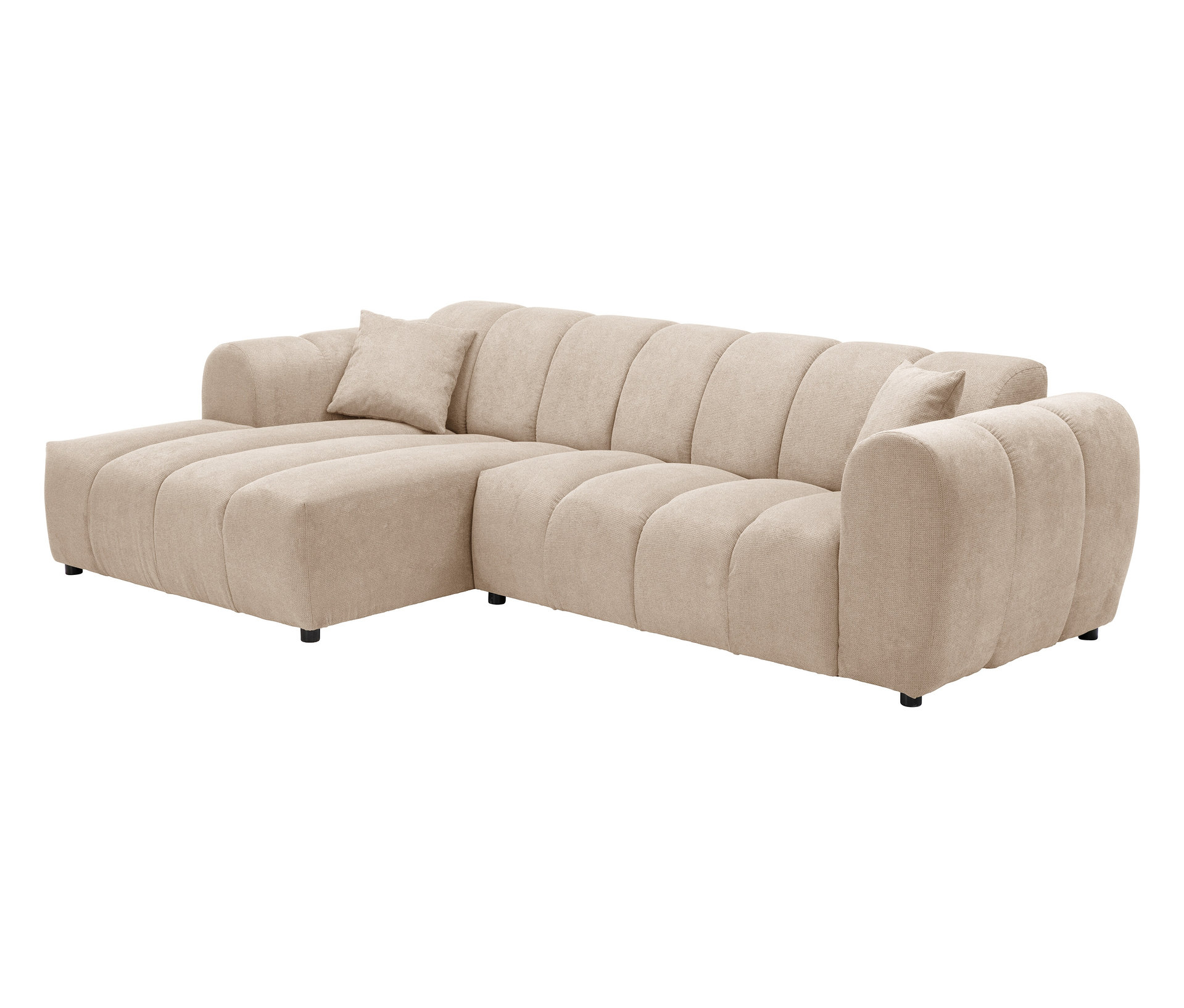 Tchibo - Longchair links mit Sofa 2-Sitzer rechts »Loftwave« - 268x155x73cm - schwarz -