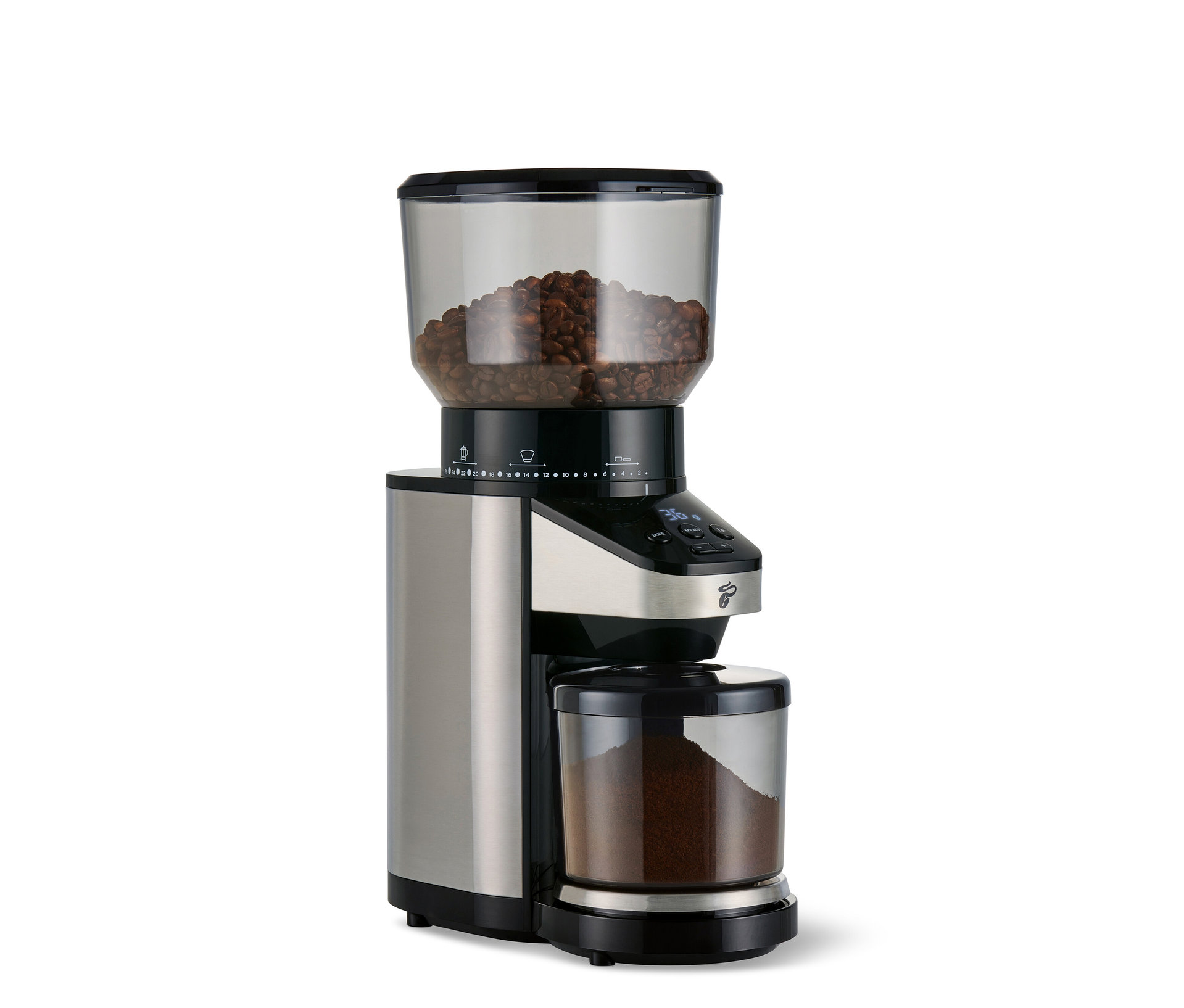 Tchibo - Kaffeemühle mit Waage - silber - Edelstahl