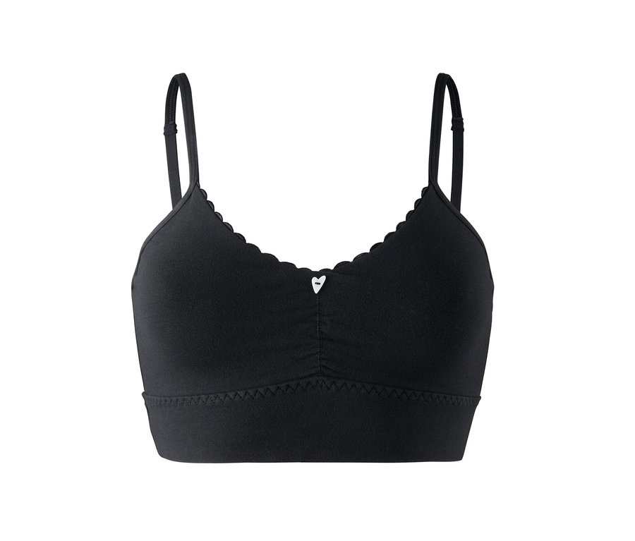 Schwarzes Bustier mit dünnen Trägern.