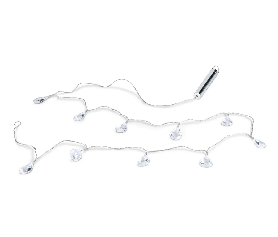 LED-Diamanten-Lichterkette auf weißem Hintergrund.