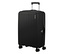 Schwarzer American Tourister Rejoy Spinner Koffer, mittel, mit ausziehbarem Griff und vier Rollen.