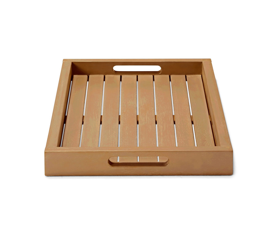 Ein leerer Barbecue-Trolley mit heller Oberfläche und Griffen.