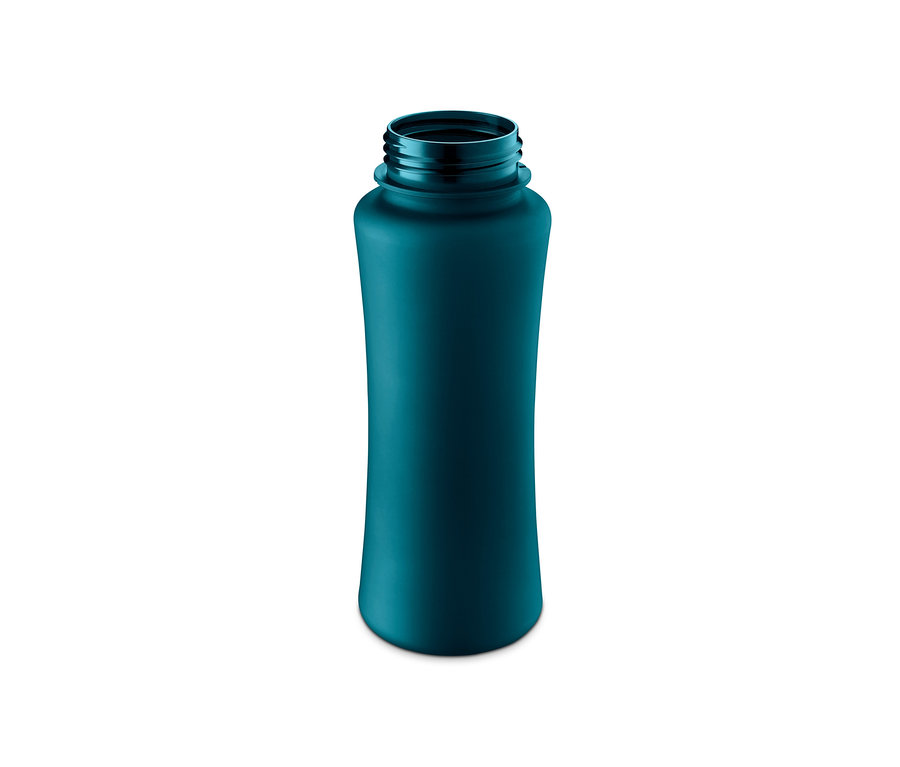 Eine blaue Trinkflasche.