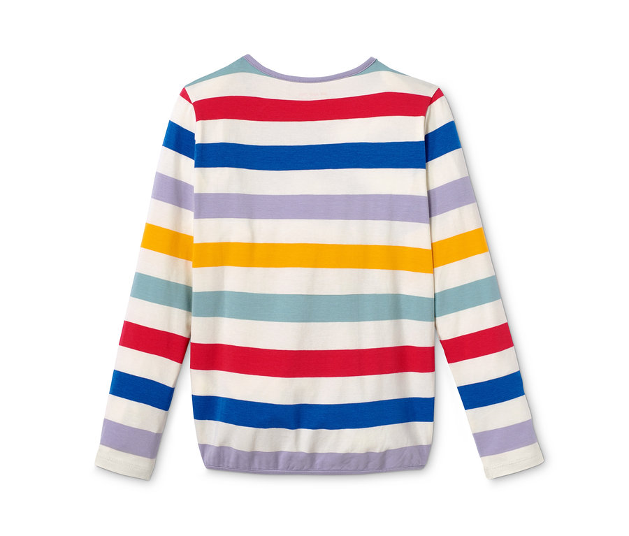 Gestreifter Kids-Pyjama mit langen Ärmeln.