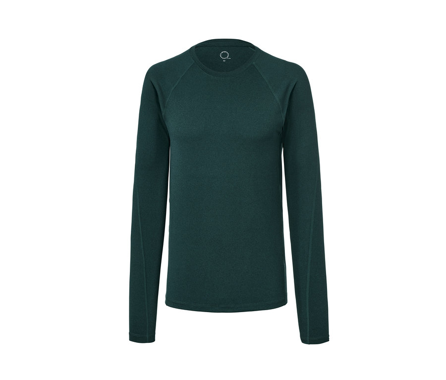Dunkelgrünes Funktionsshirt mit langen Ärmeln.