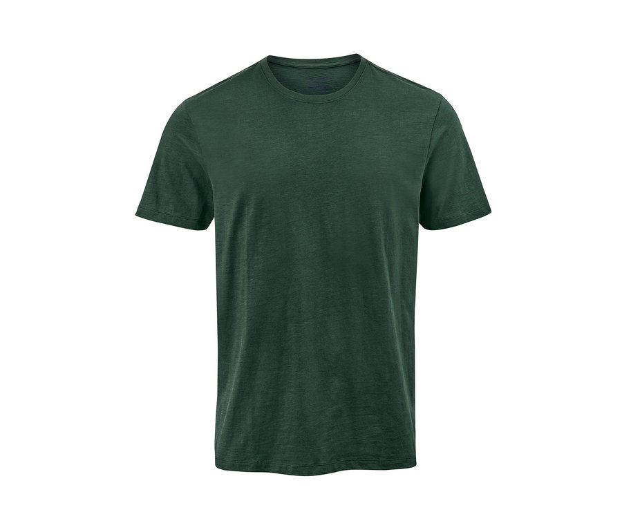 Dunkelgrünes T-Shirt mit Rundhalsausschnitt, Teil eines 2er-Packs.