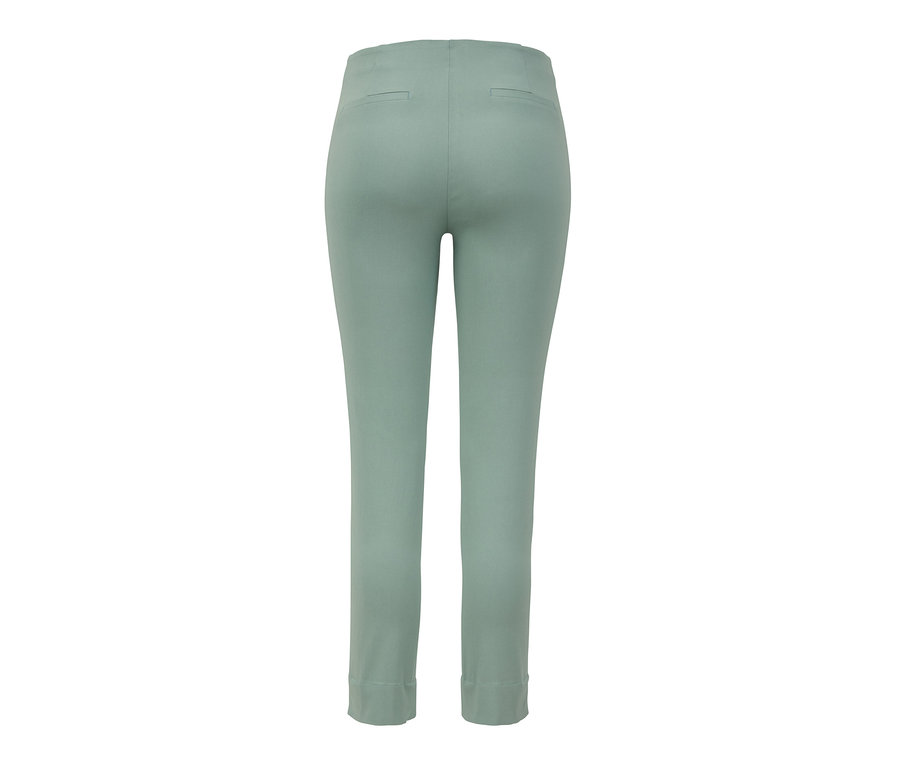 Rückansicht einer mintfarbenen Stretchhose.
