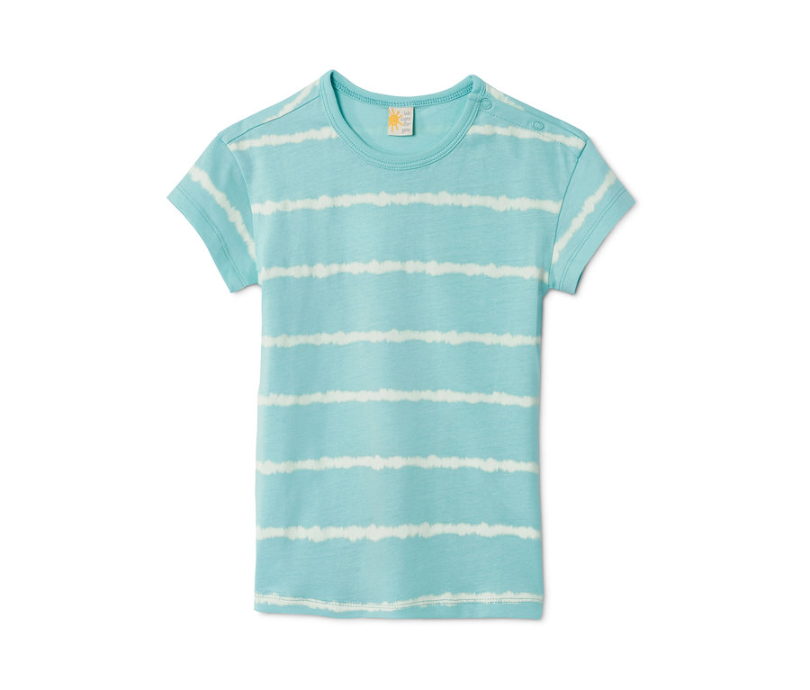 Ein blaues T-Shirt mit weißen Streifen aus Bio-Baumwolle, 1 Stk. aus einem 3er Set.