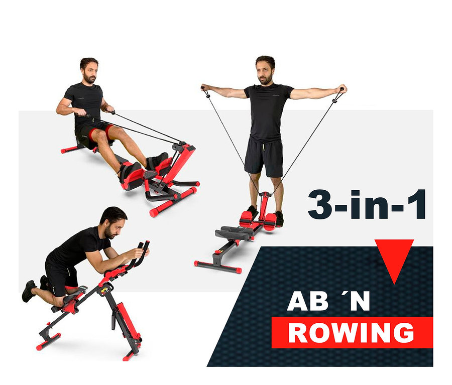Mann trainiert auf dem Body Coach 3-in-1-Fitnessgerät »AB'N ROWER«.