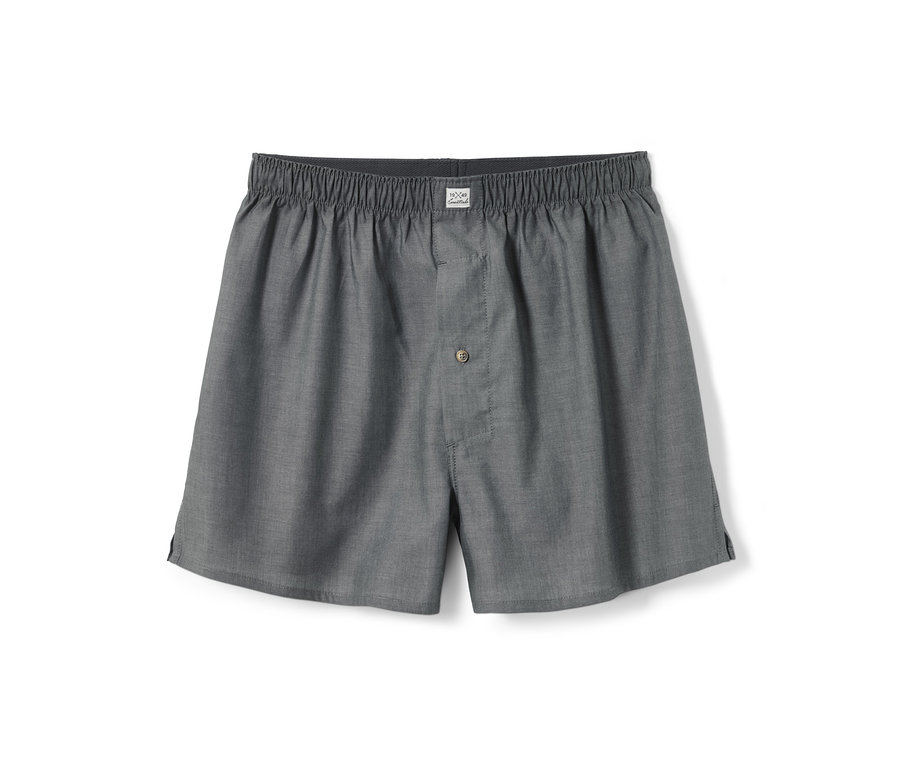 Eine graue Web-Boxershorts von 2 Web-Boxershorts.