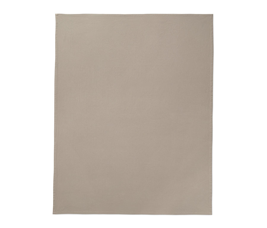 Beige Tischdecke aus Leinenmischung, Detailaufnahme.