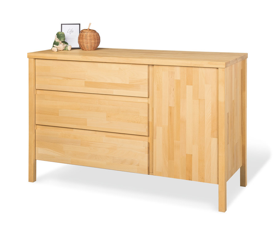 Pinolino Kommode »Enno« aus Massivholz mit drei Schubladen und Schrank.