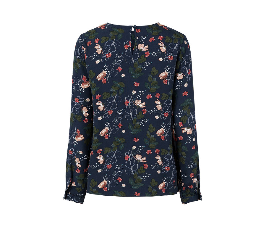 Blaue Bluse mit Print.