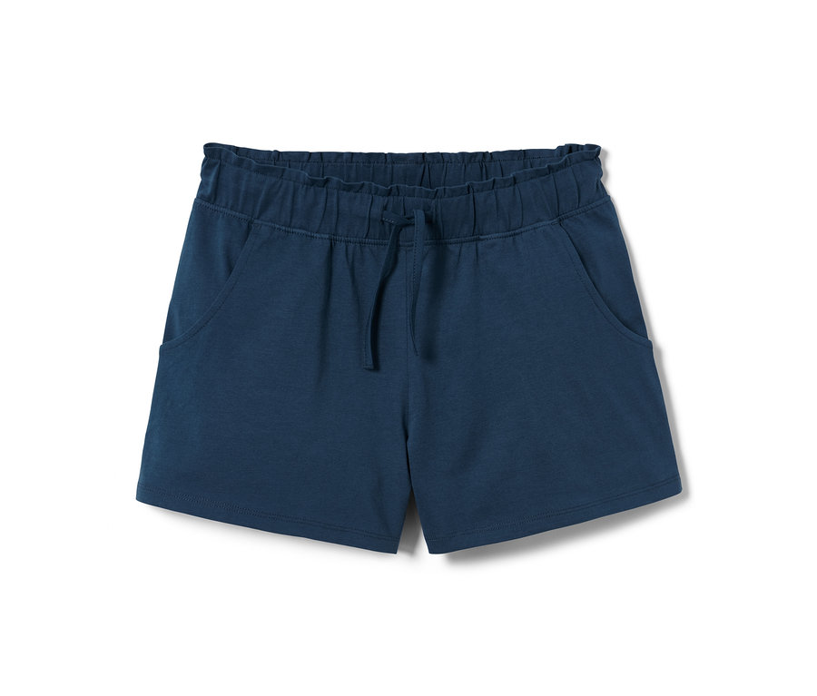 Marineblaue 2 Shorts mit elastischem Bund und Kordelzug.