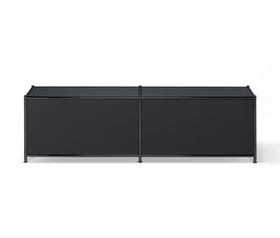 Schwarzes Lowboard Metall »CN3« mit 2 Klappenfächern.
