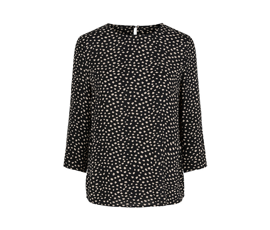 Eine schwarze Bluse mit Print.