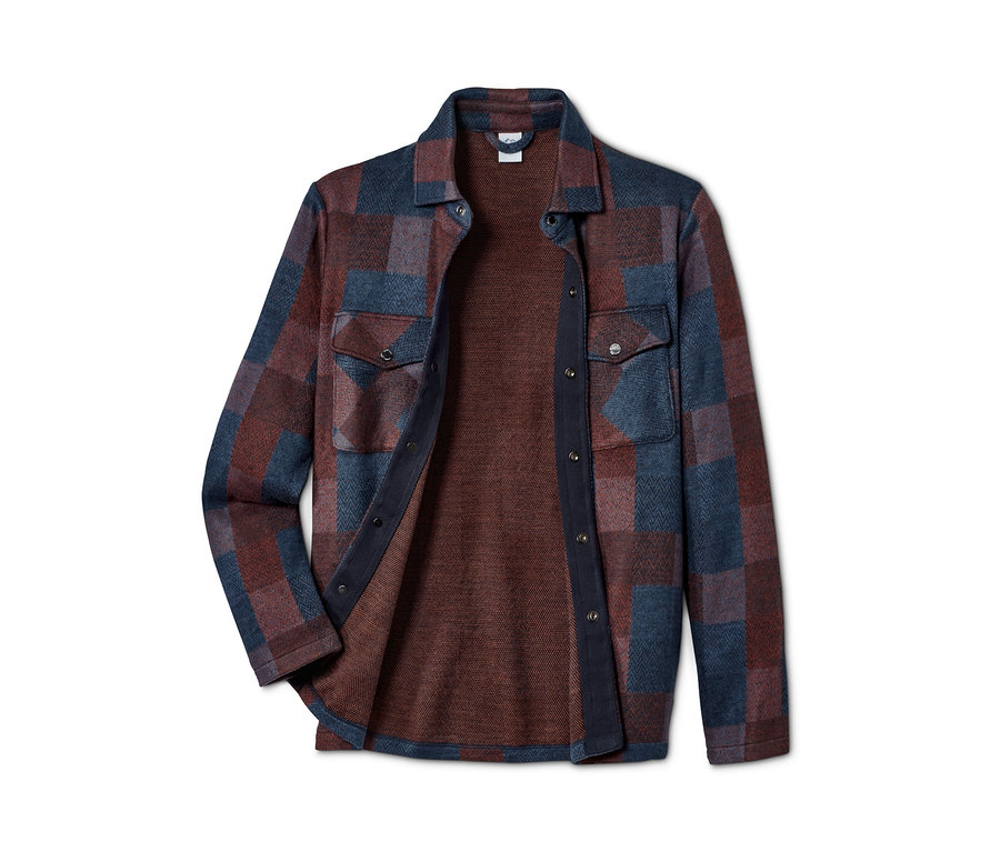 Eine braun und blau karierte Hemdjacke im Worker-Style.