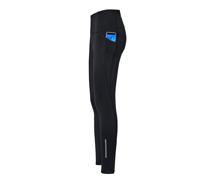 Schwarze Performance-Lauftight mit Handytasche.