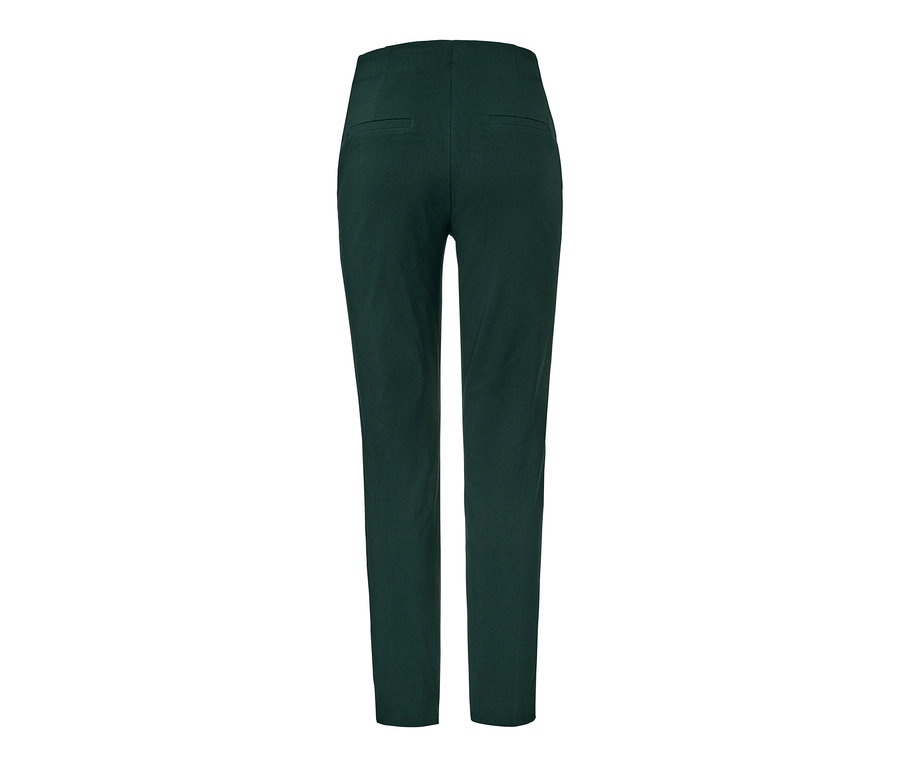 Dunkelgrüne Stretchhose mit Biese von hinten.