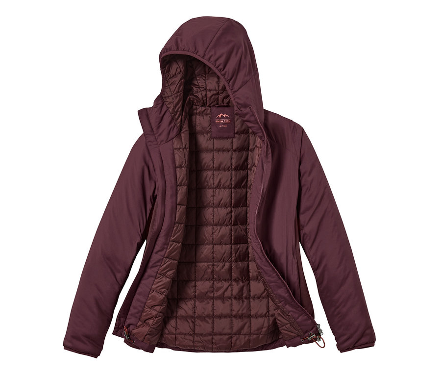 Offene Thermojacke mit Kapuze.