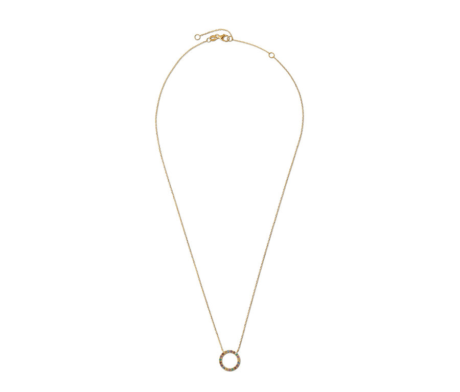 Gold-Kette mit farbigen Zirkonia.