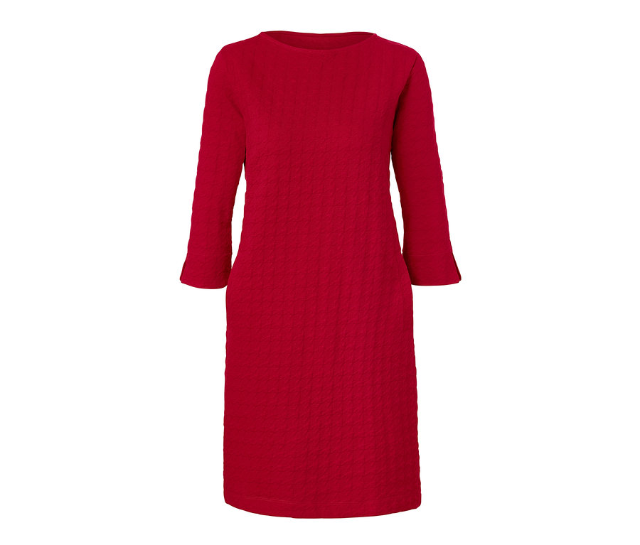 Rotes Sweatkleid mit 3/4-Arm.