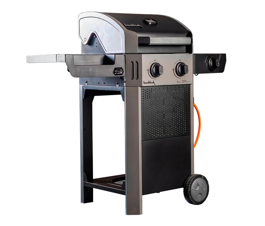 Ein Buschbeck-Gasgrill »Grenada« mit 2 Brennern in Schwarz und Silber.