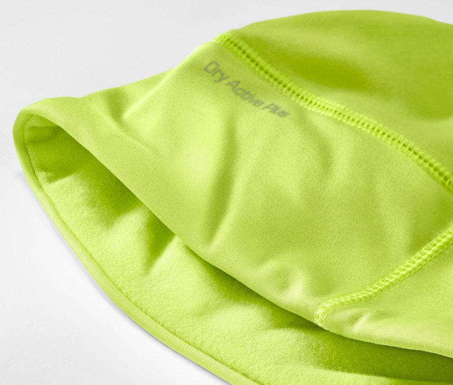 Detailansicht einer Thermo-Funktionsmütze in Lime.