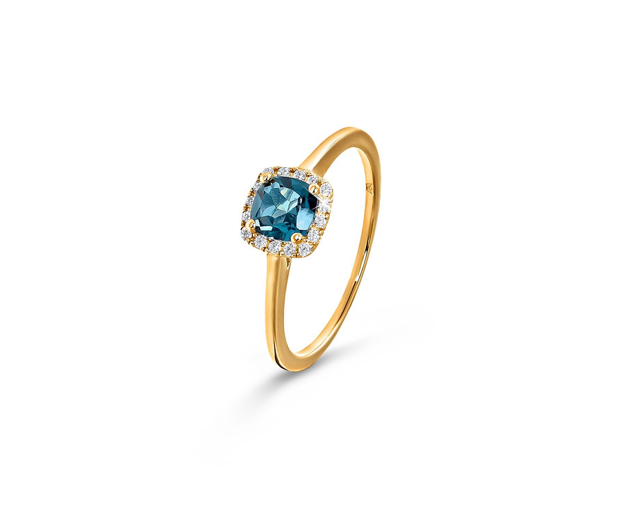 Goldring mit blauem London Blue Topas.